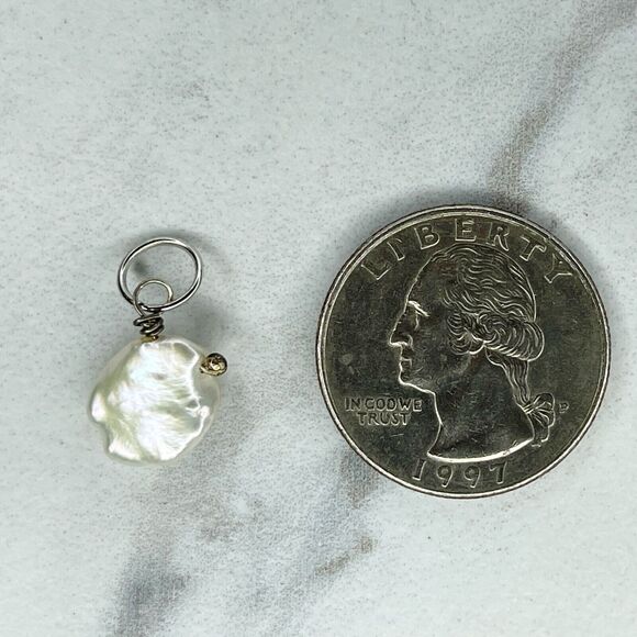 Silver Tone Small Dainty Shell Upcycled Pendant - Picture 2 of 4